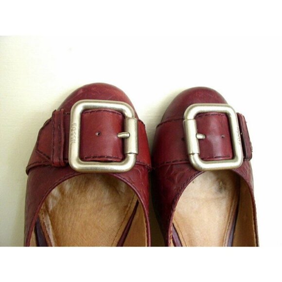Fossil Maddox Flats Cordovan Red Tooled Leather - Picture 6 of 7